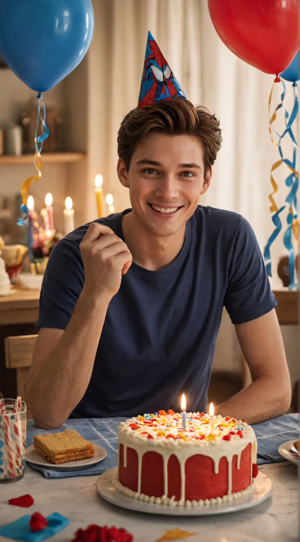 ai character: Spiderman Birthday background