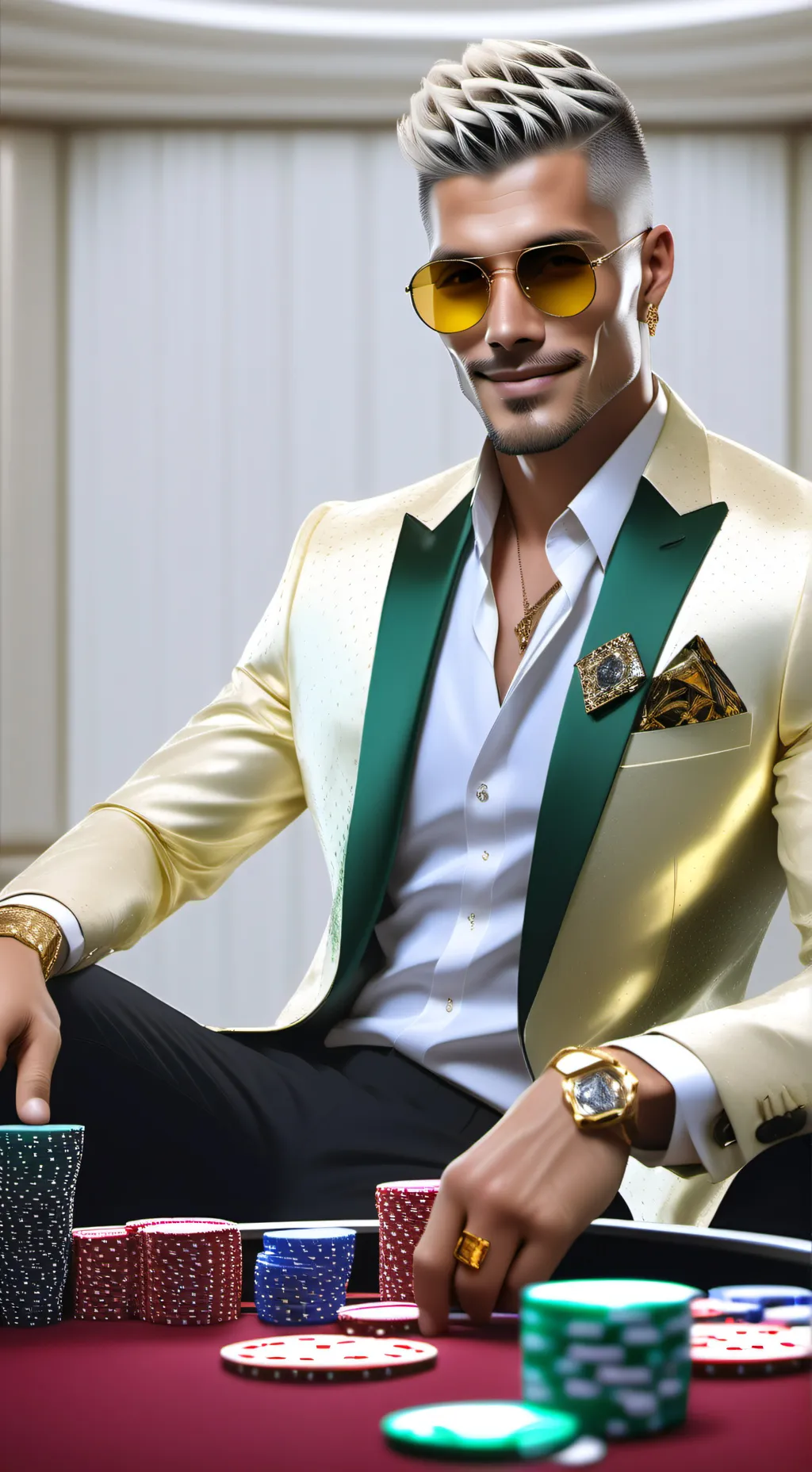 ai character: The High Roller in background