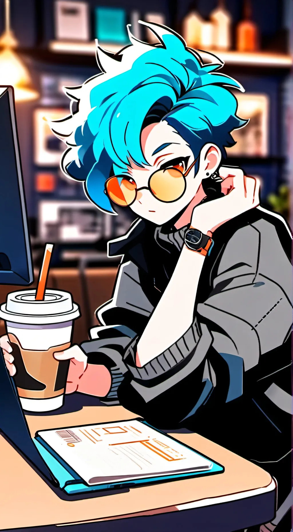 ai character: The Self-Aware Espresso Enigma background