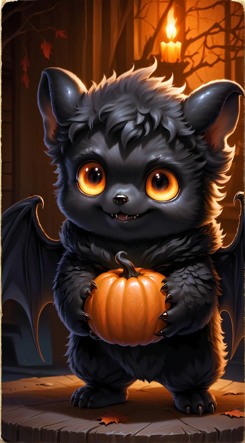 ai character: Black Fluffball  background