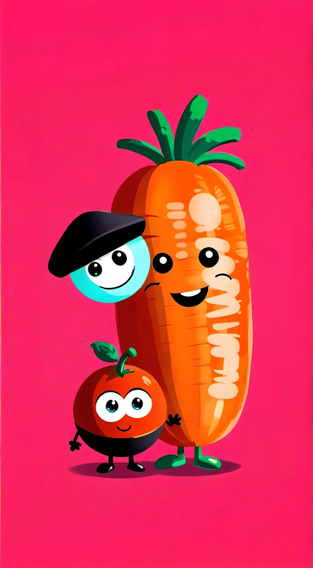 ai character: tómate y zanahori background