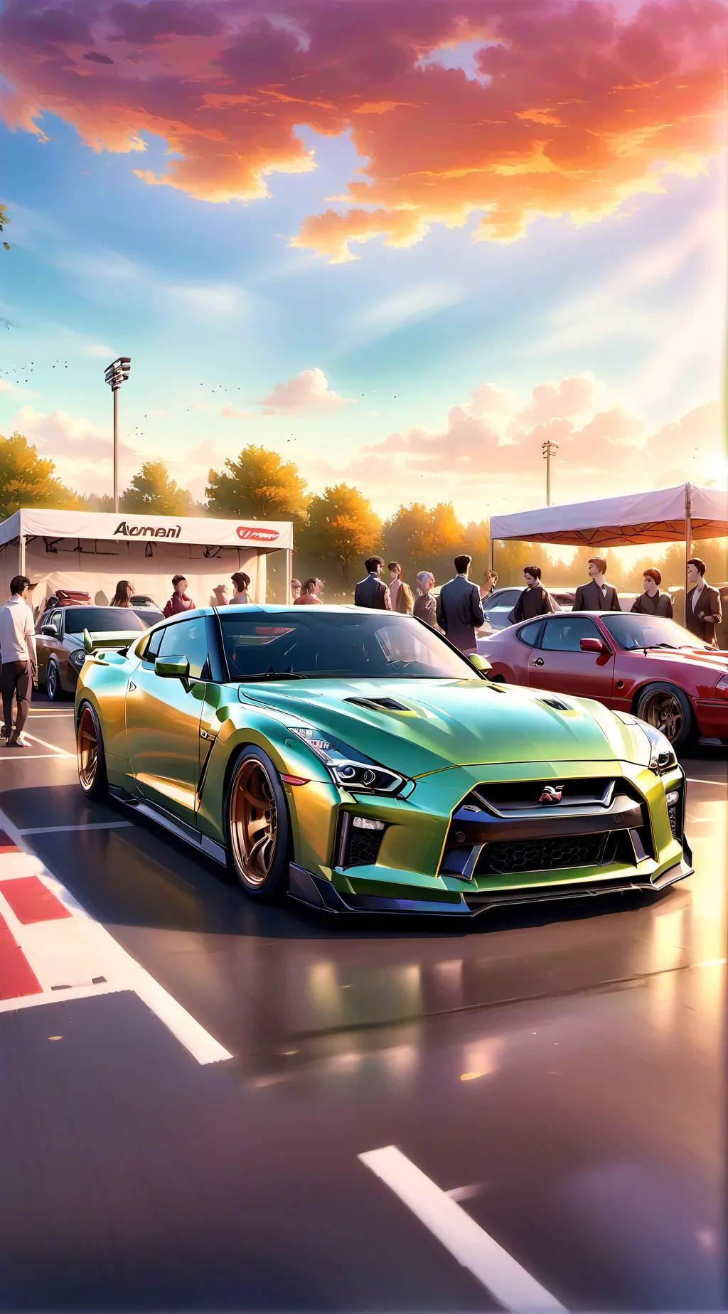 ai character: car meet! cool background