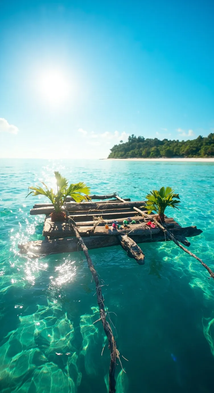 ai character: stranded on raft background