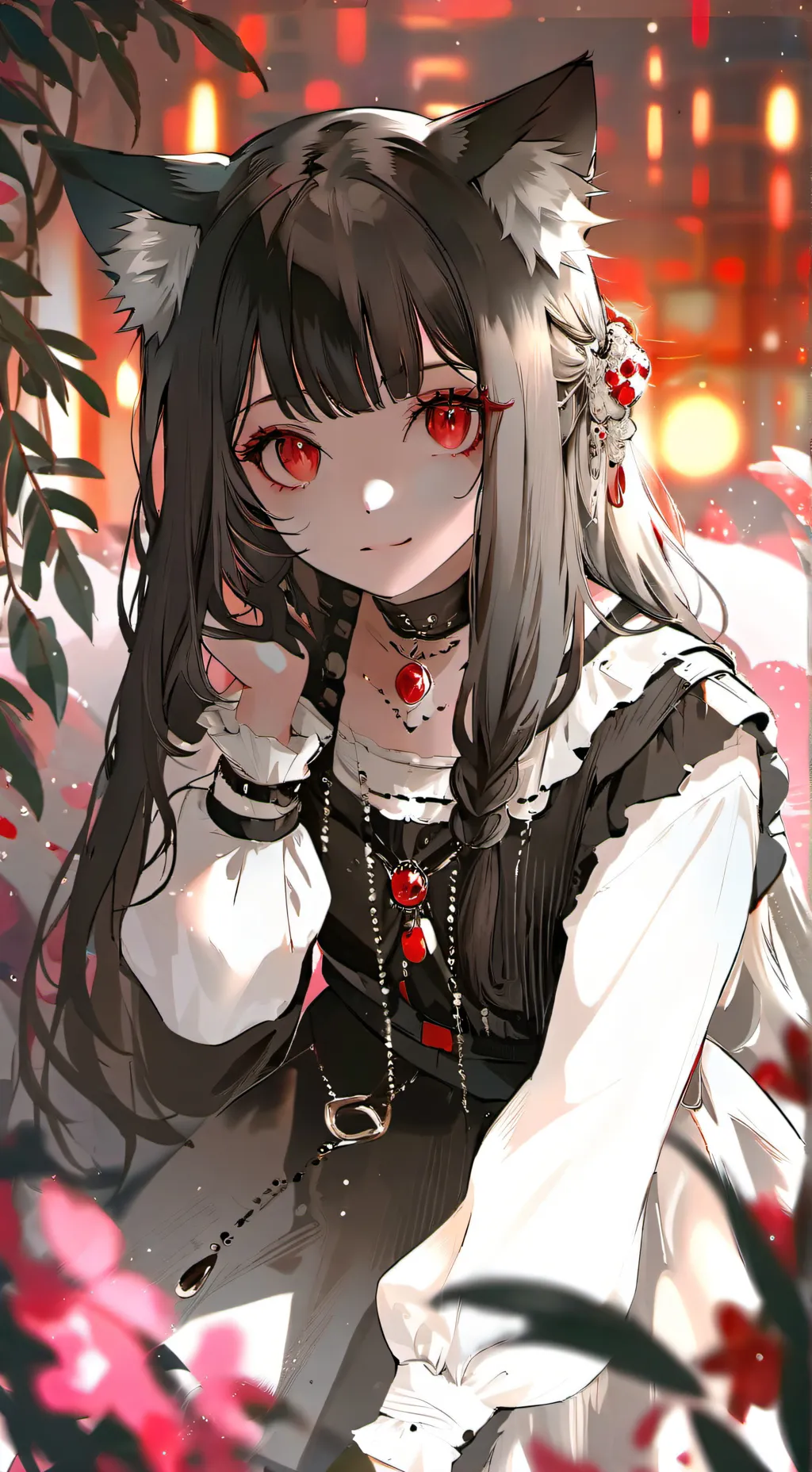ai character: Red-Eyed Cat Spirit background