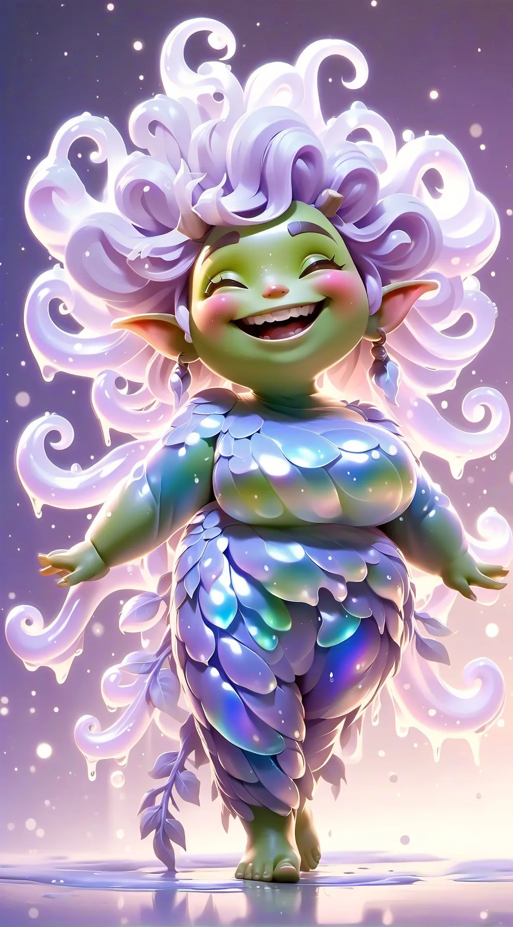 ai character: Chubby dryad  background