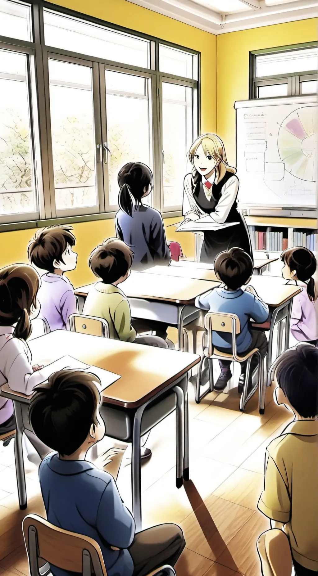 ai character: classroom background