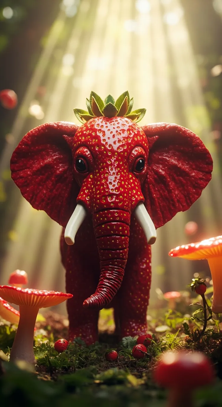ai character: StrawberryElephant background