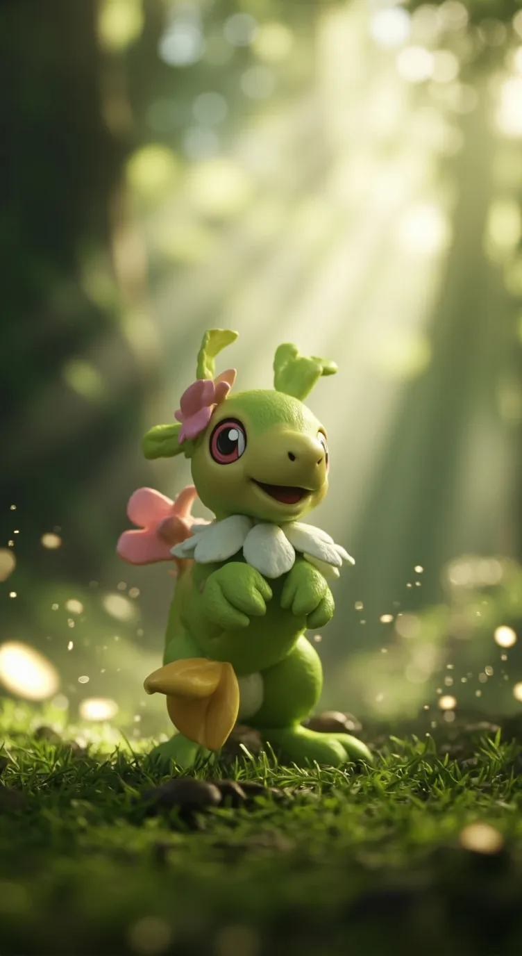 ai character: chikorita.glitch background
