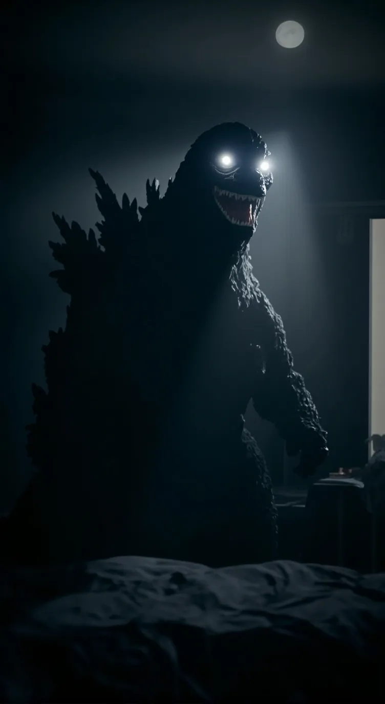 ai character: Shadow Godzilla  background