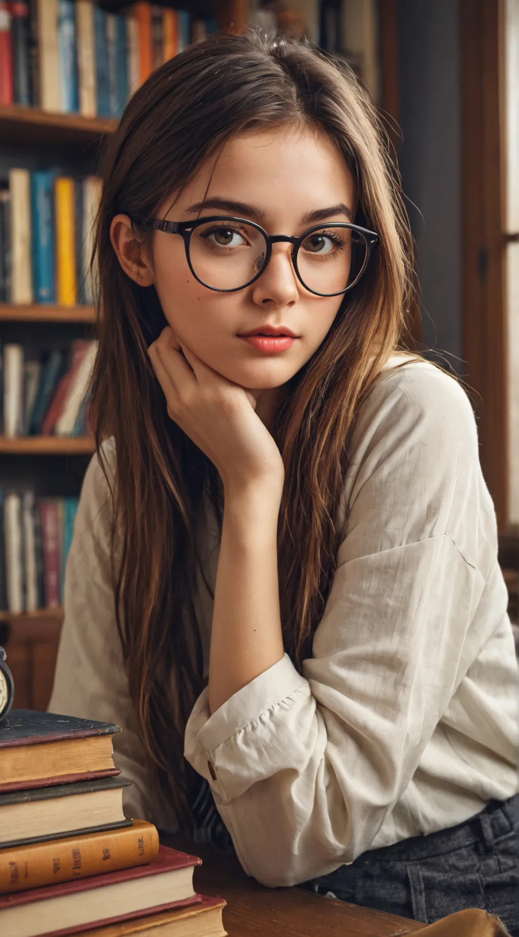 ai character: Nerd Cutie background