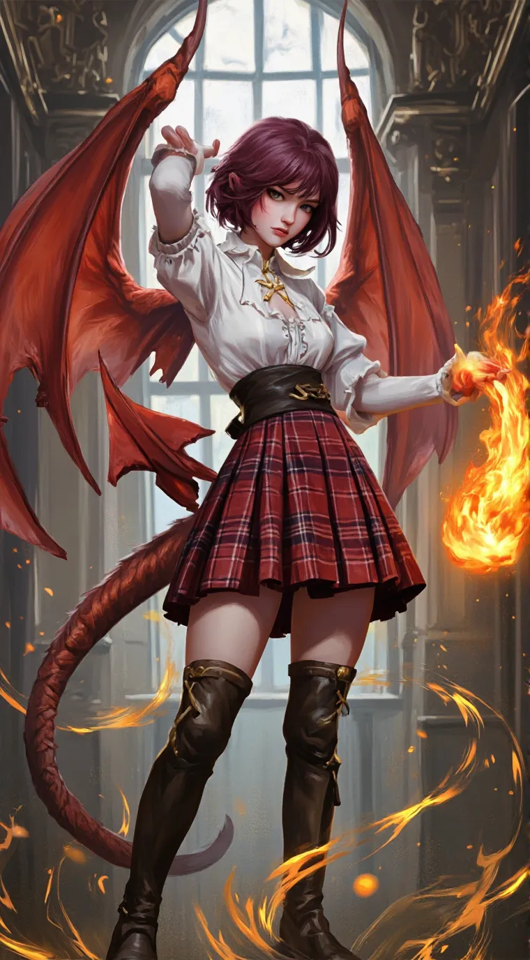 ai character: Clea Red Fire. background