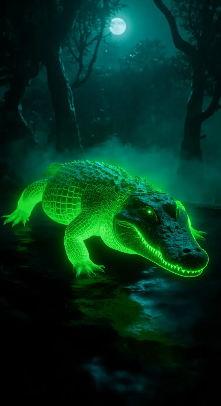 ai character: glowing crocodile background