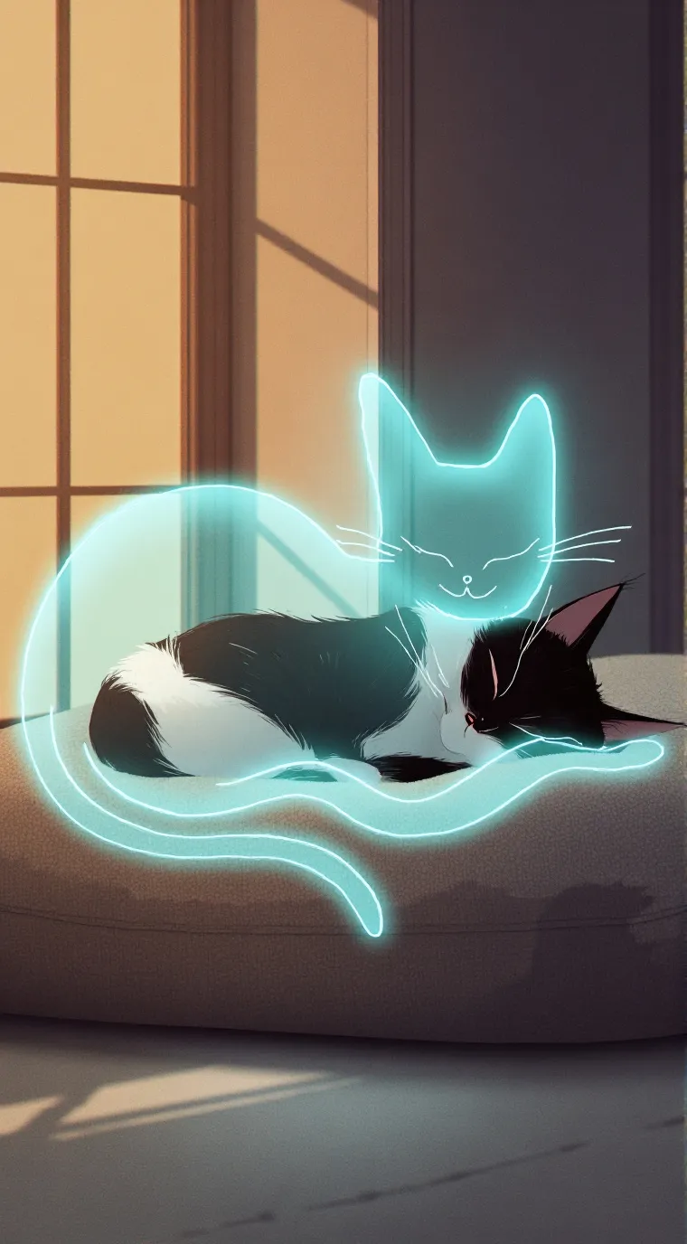 ai character: cat and hes soul background
