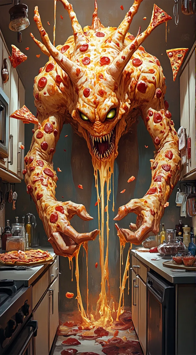 ai character: Pizza monster background