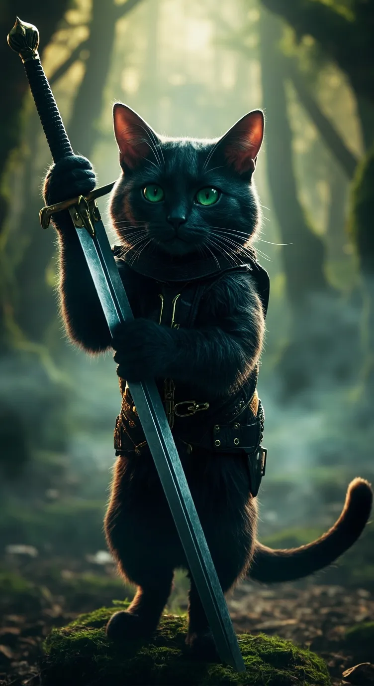 ai character: mean swordscat background