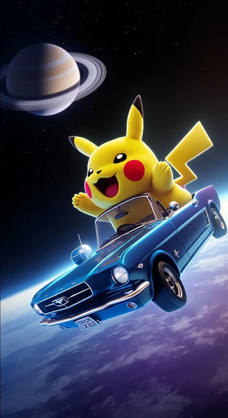 ai character: Pikachu e spazio  background
