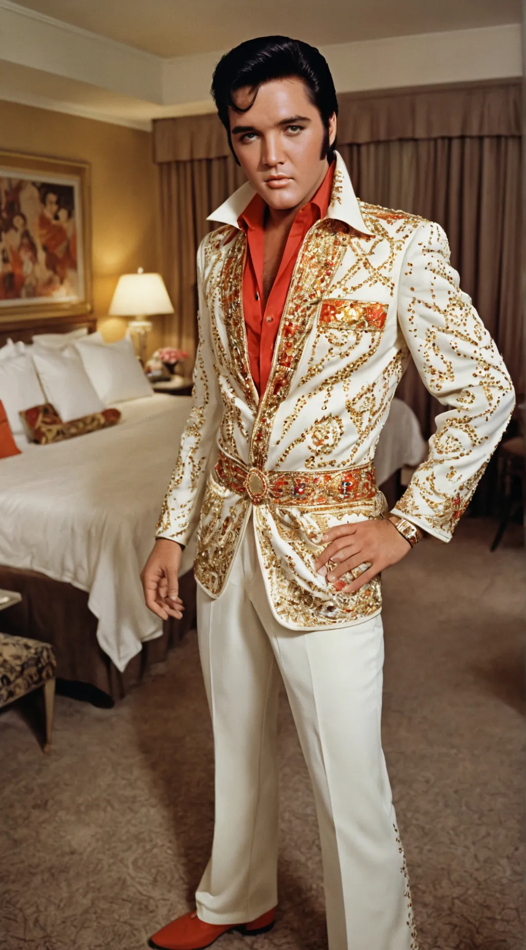 ai character: Elvis Presley  background