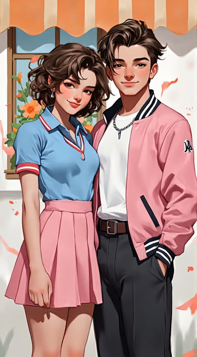 ai character: cute couple  background