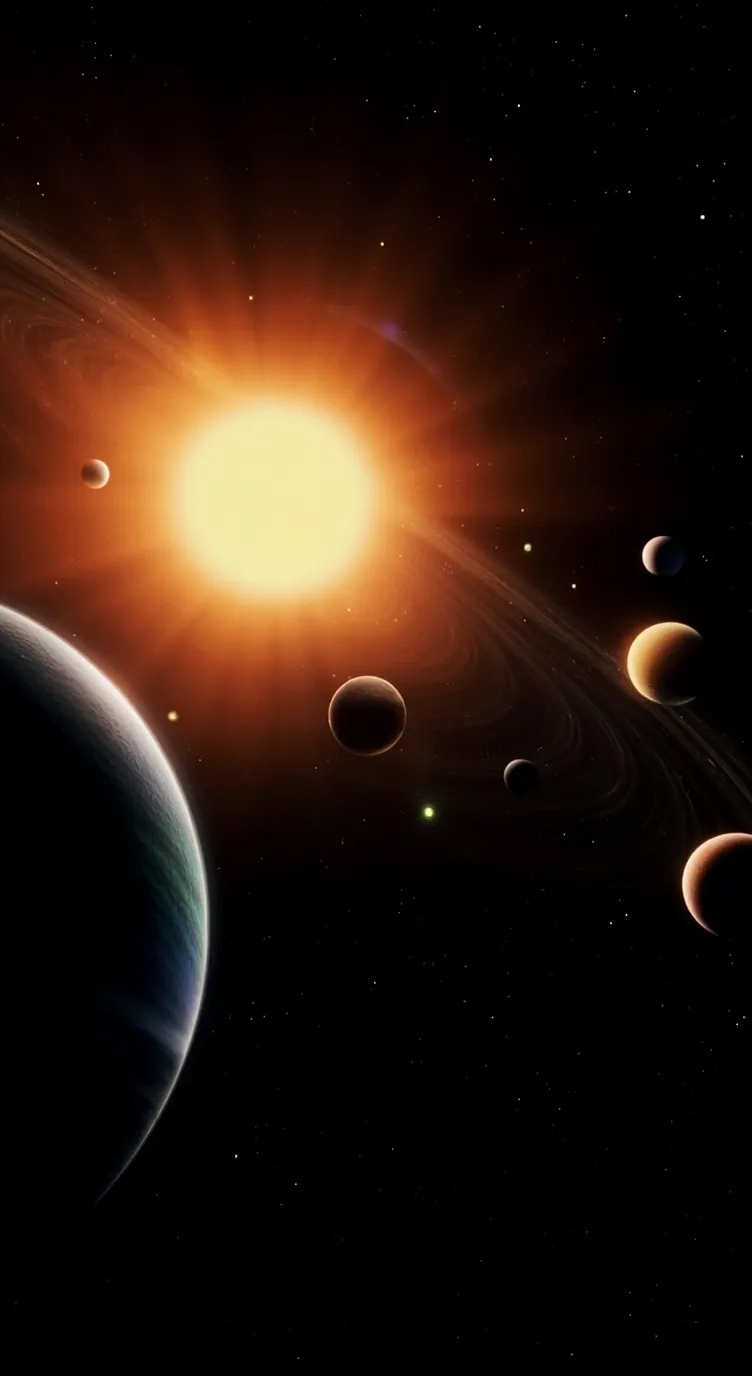 ai character: sistema solar background