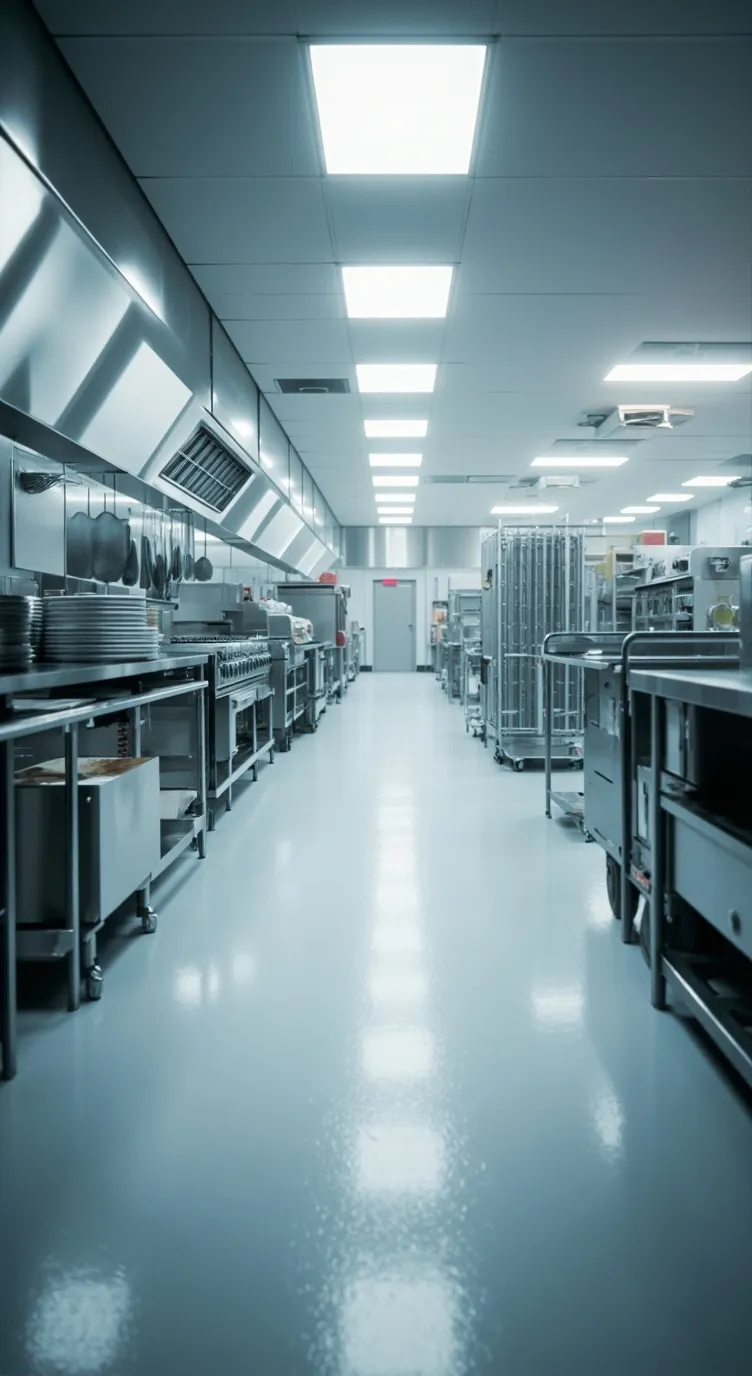 ai character: school kitchen background