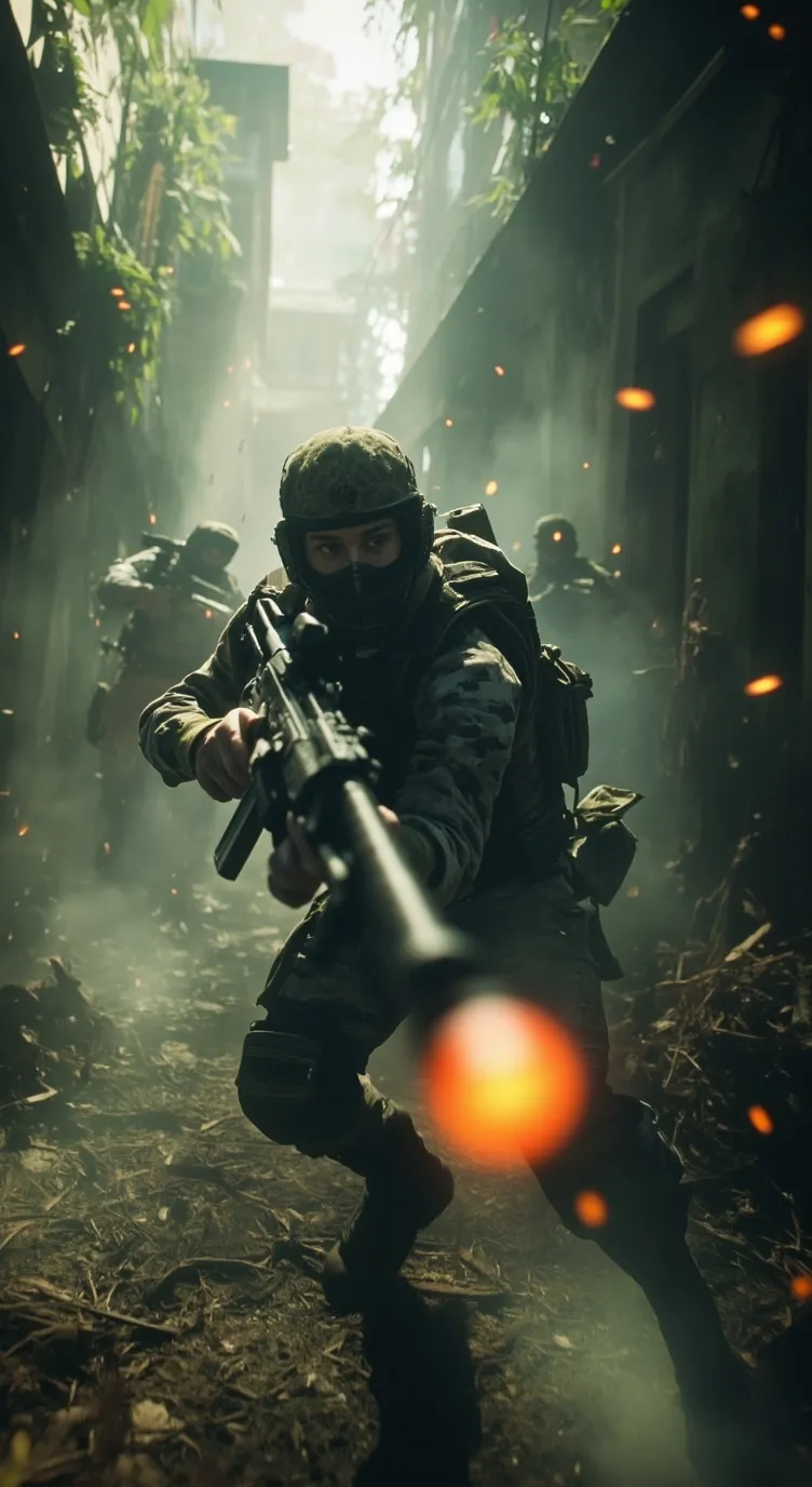 ai character: airsoft battle background