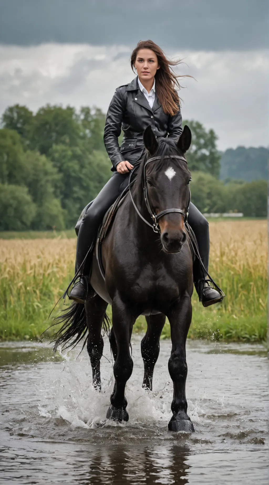 ai character: Lady mit Pferd  background