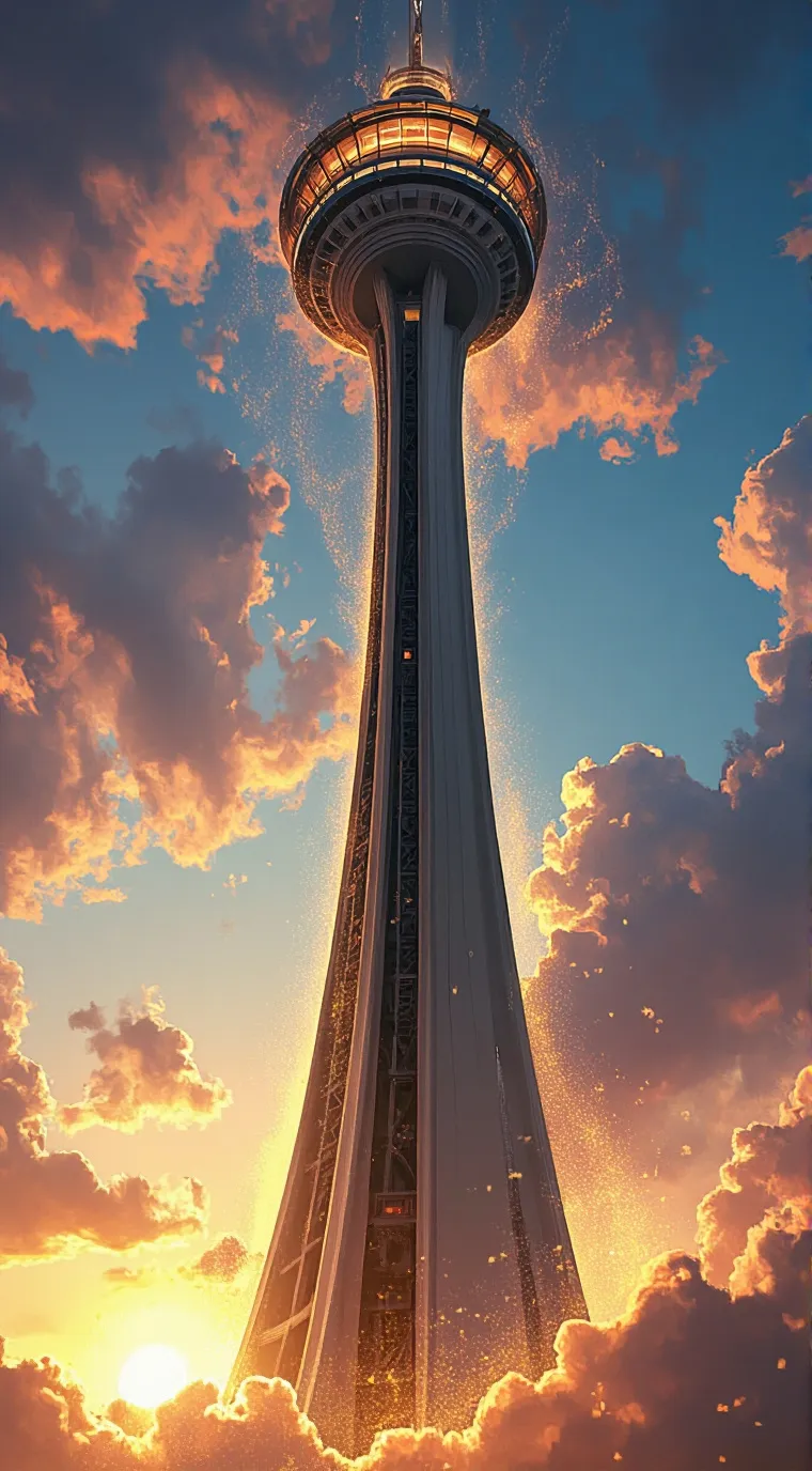 ai character: Sky veiw tower  background