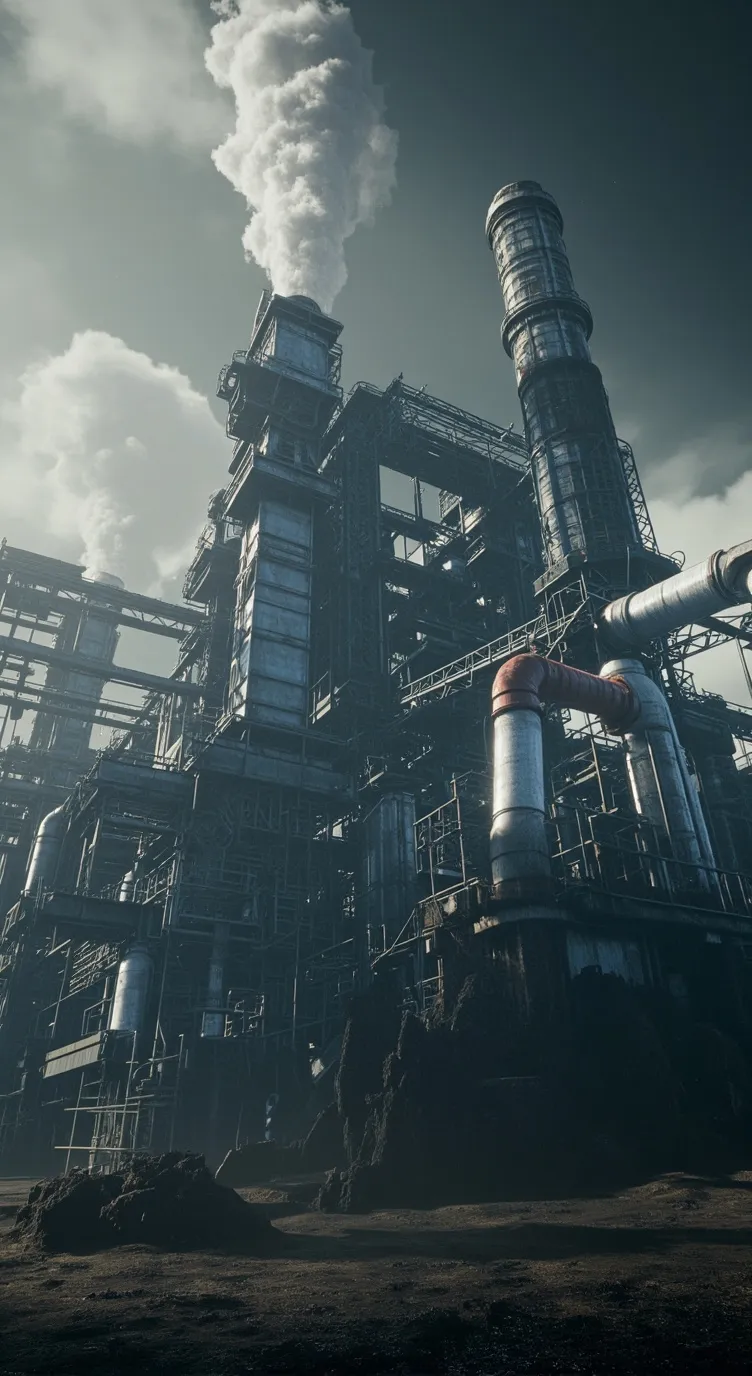 ai character: steel facility background