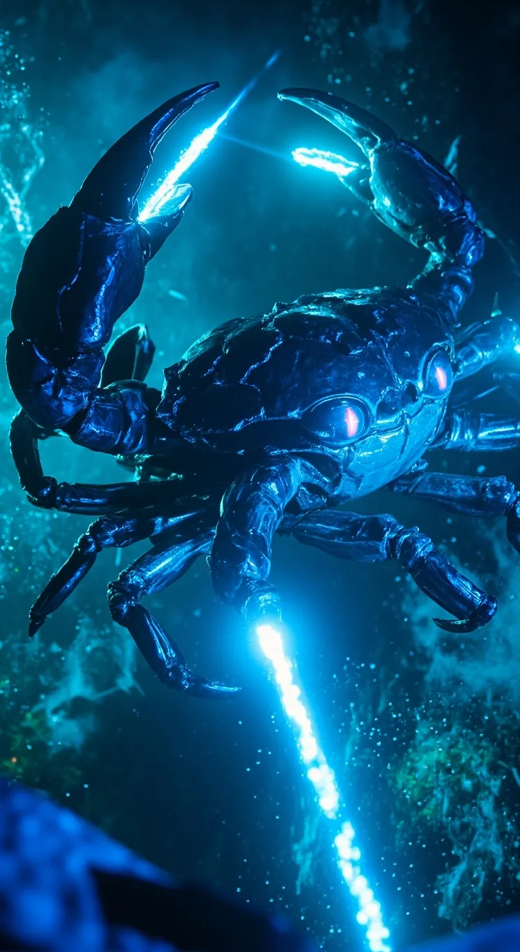 ai character: crab Zilla  background