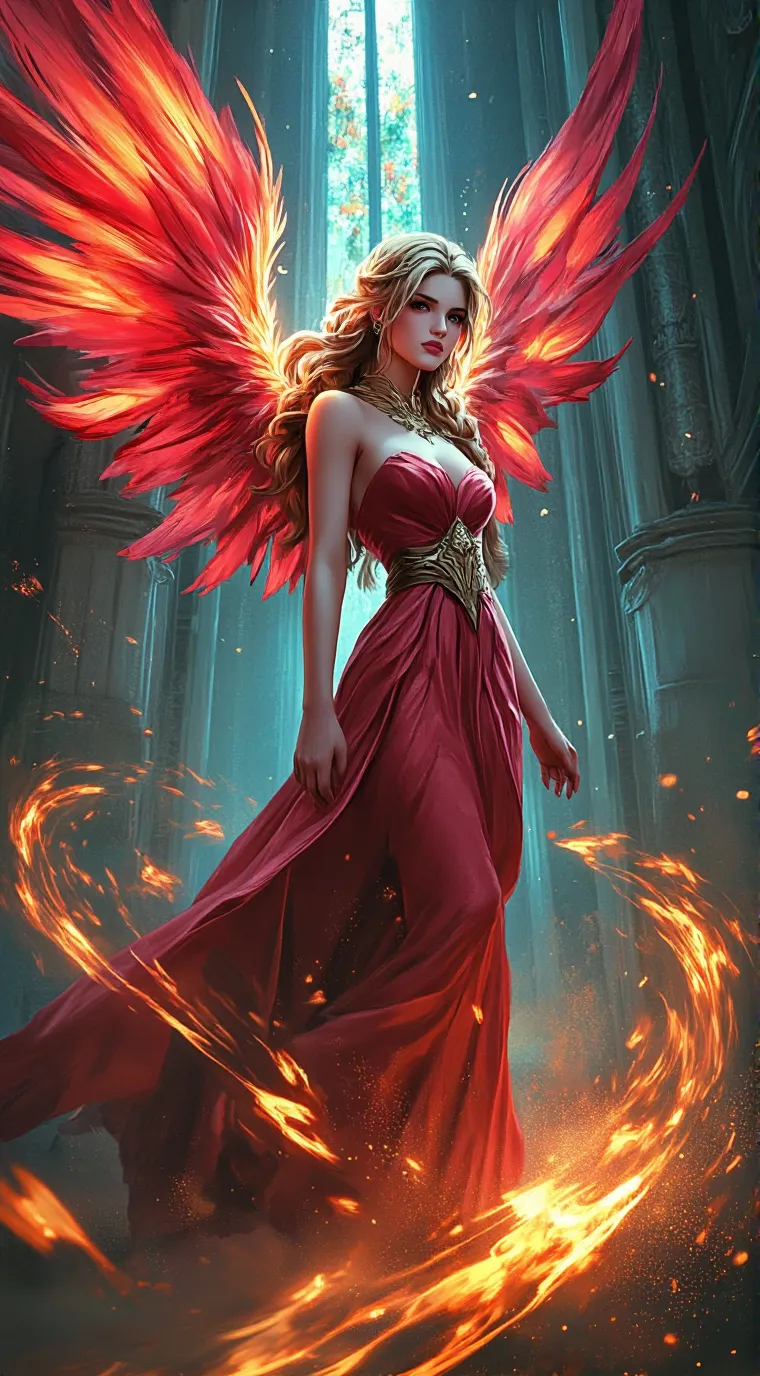 ai character: June fire background