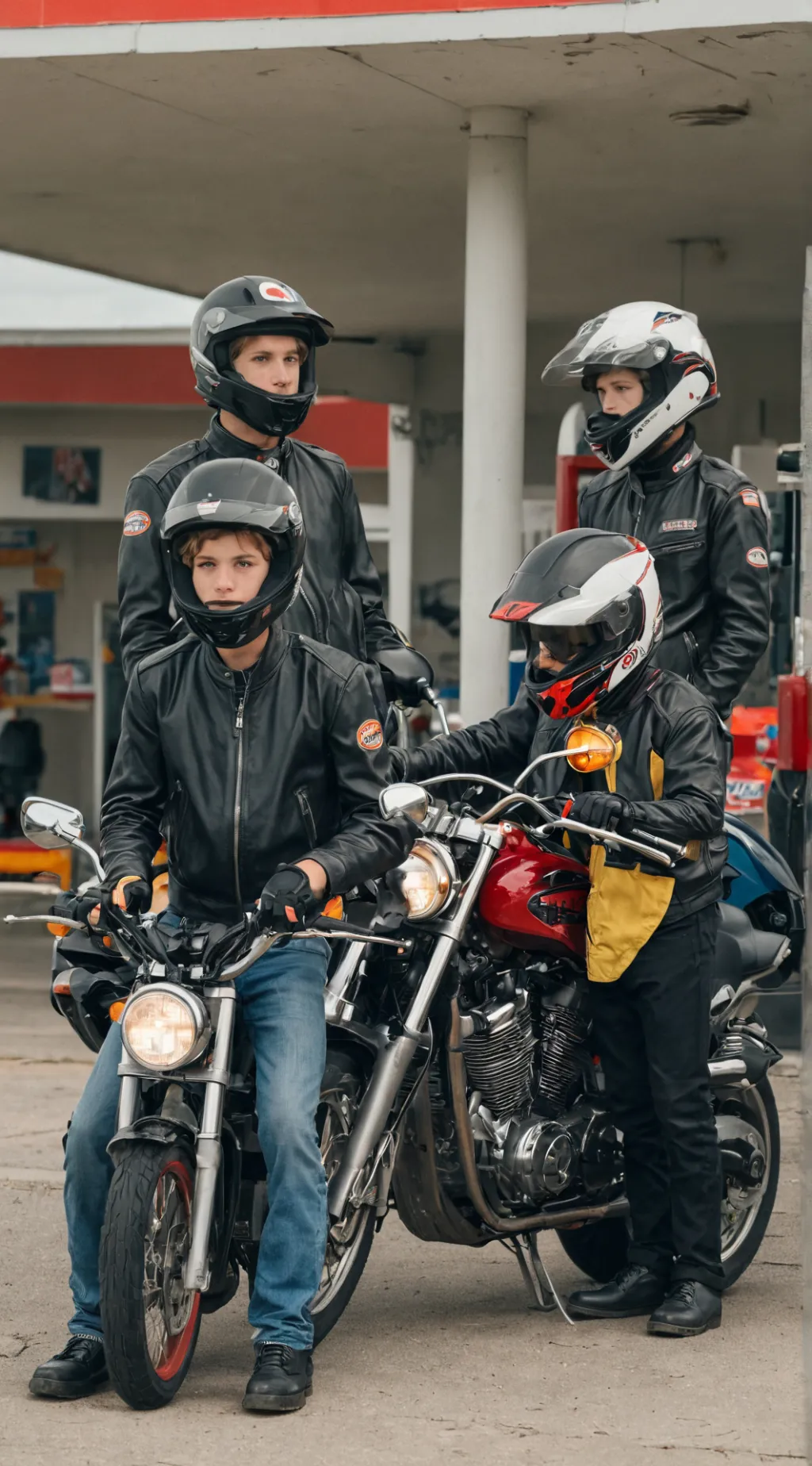 ai character: Biker group  background