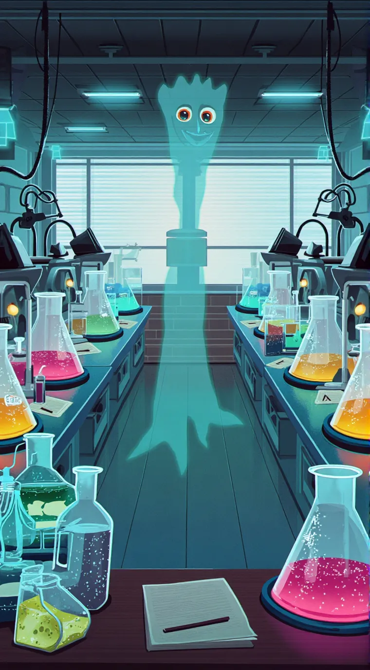 ai character: science lab background