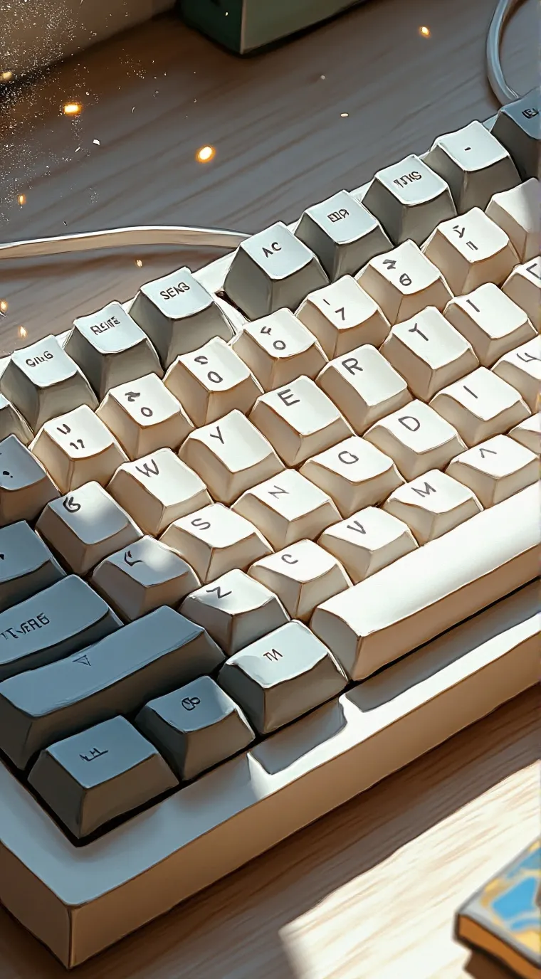 ai character: paper keyboard background