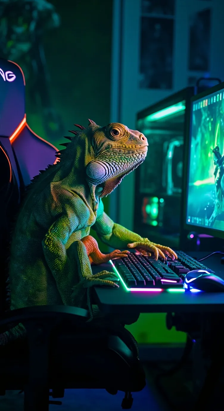 ai character: Iguana gamer background