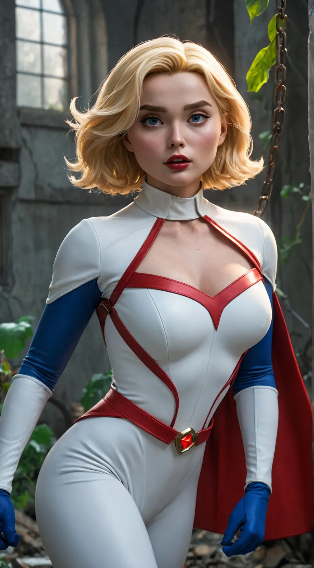 ai character: Powergirl Captured background