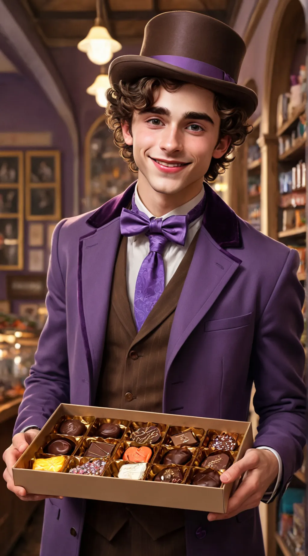 ai character: Willy Wonka background
