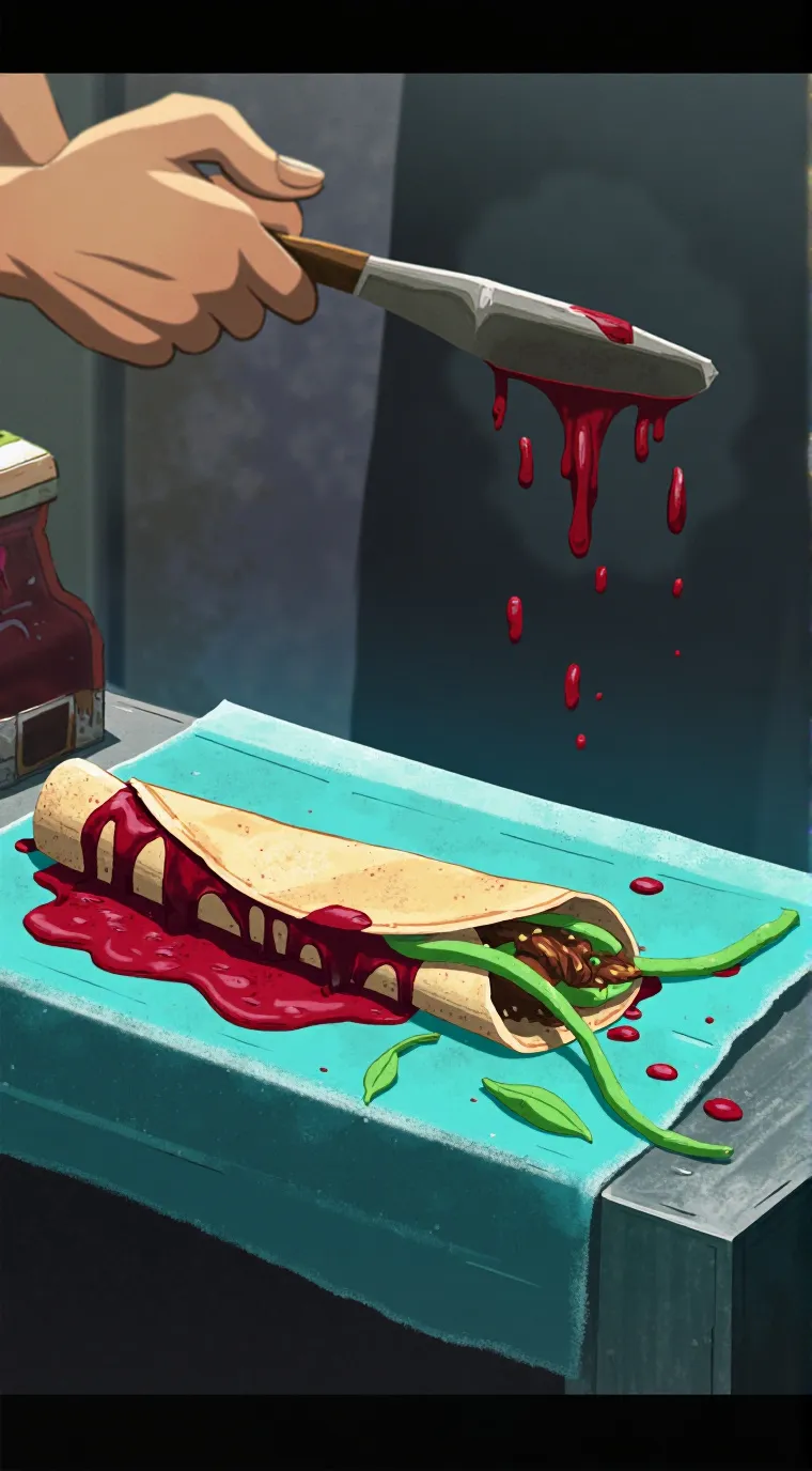 ai character: SCARY SHAWARMA background