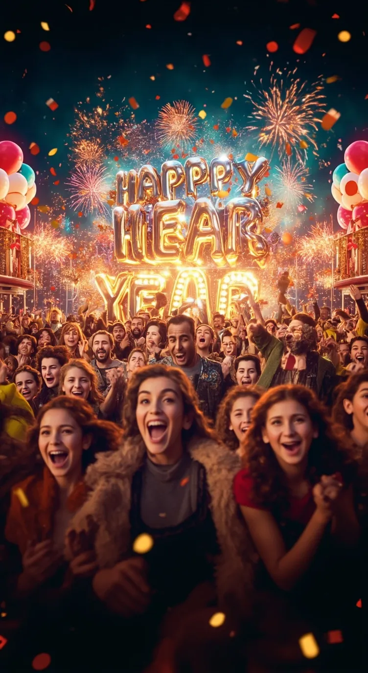 ai character: happy new year background