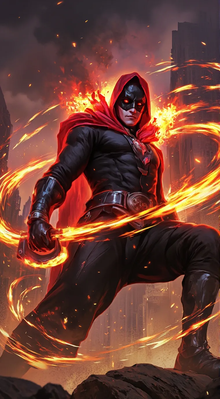 ai character: flaming cleaver background