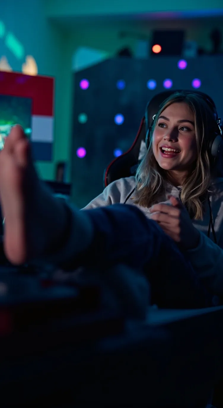 ai character: Gamer girl  background