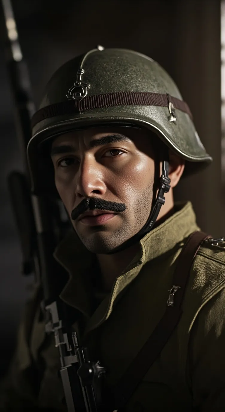 ai character: Soldier dad  background