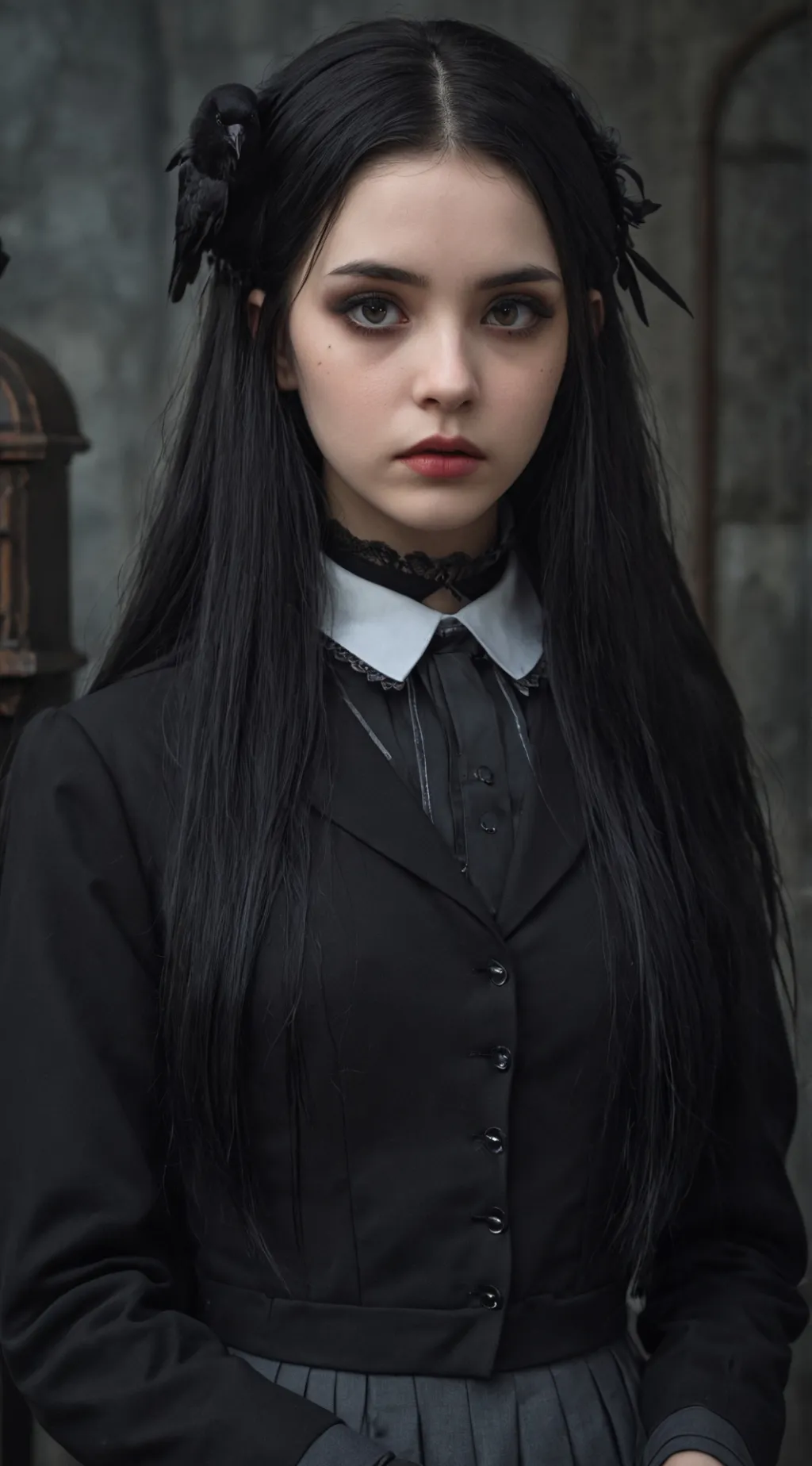 ai character: Wednesday Addams background