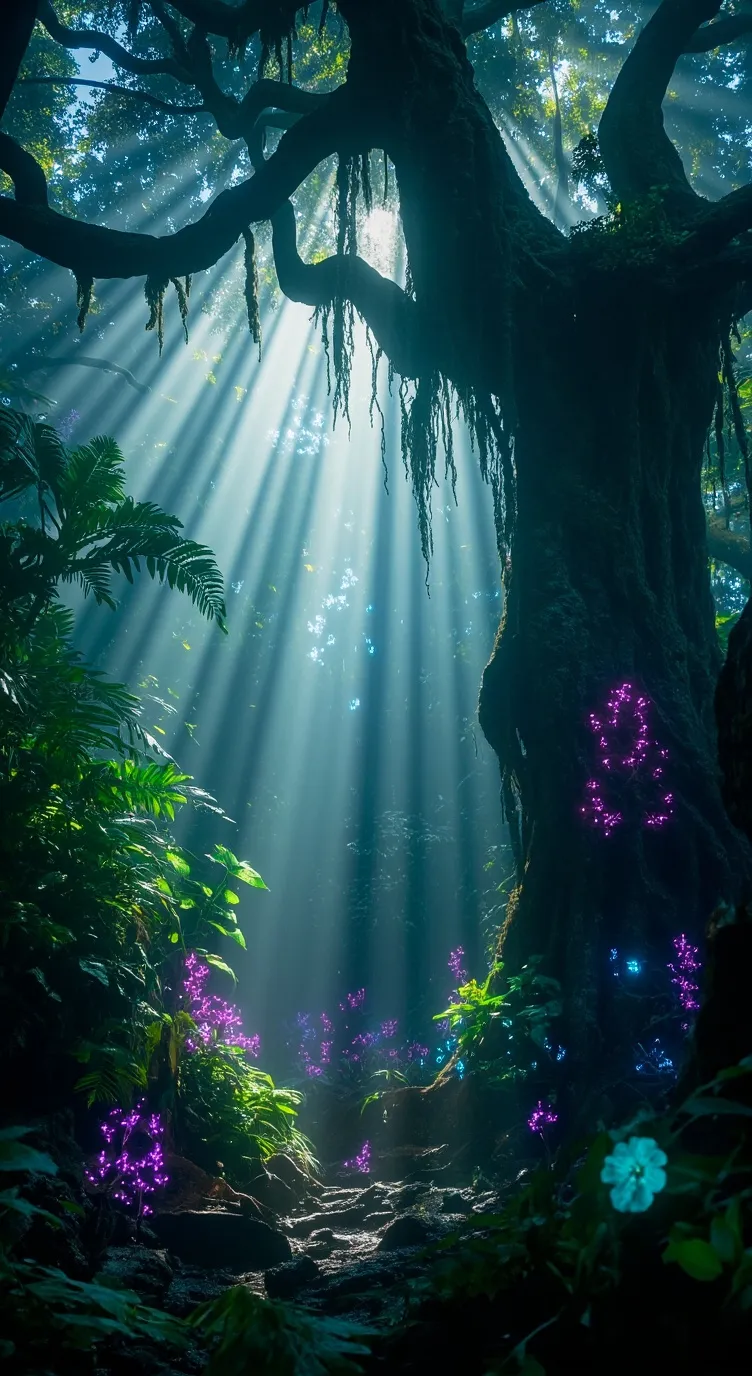 ai character: Mystical jungle background