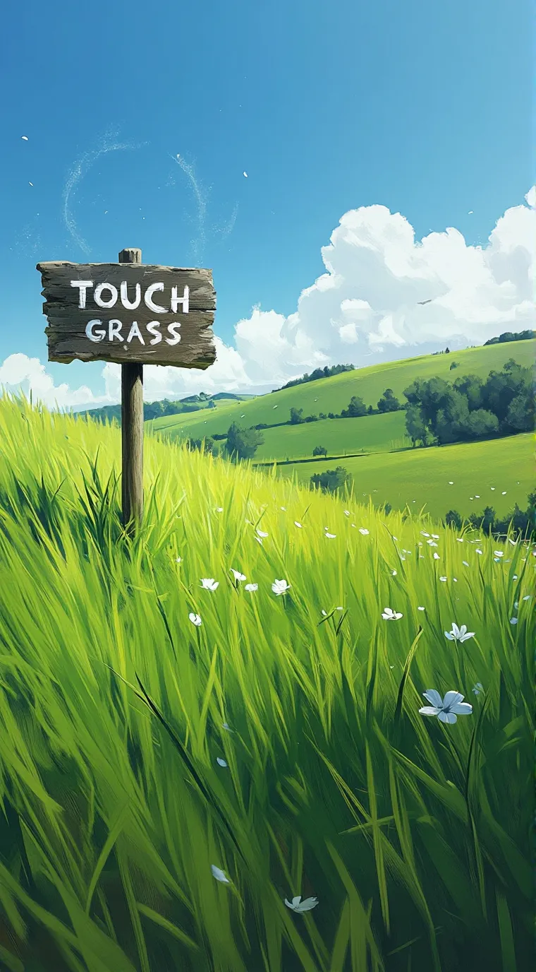 ai character: touch grass background