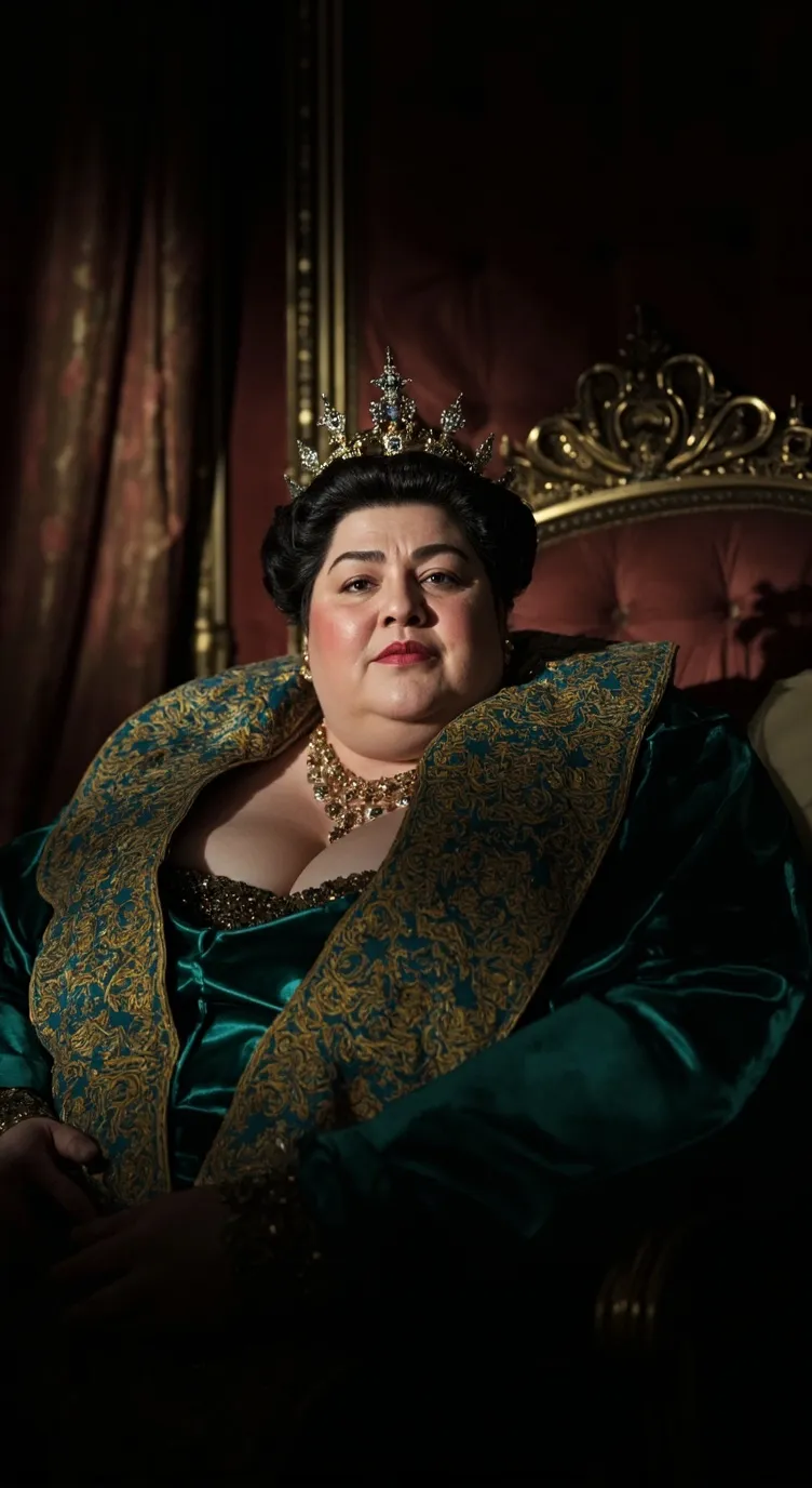 ai character: fat qeen  background