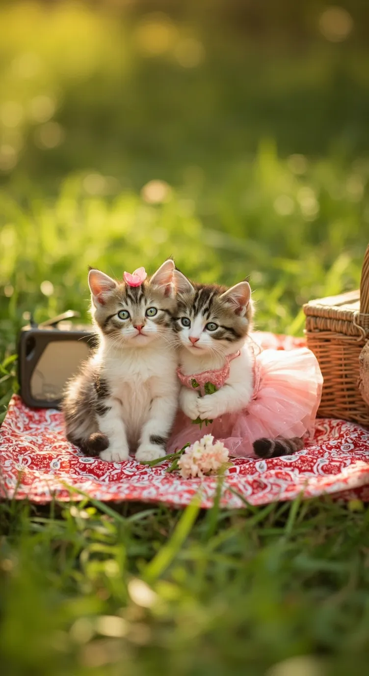 ai character: Cute cat couple background