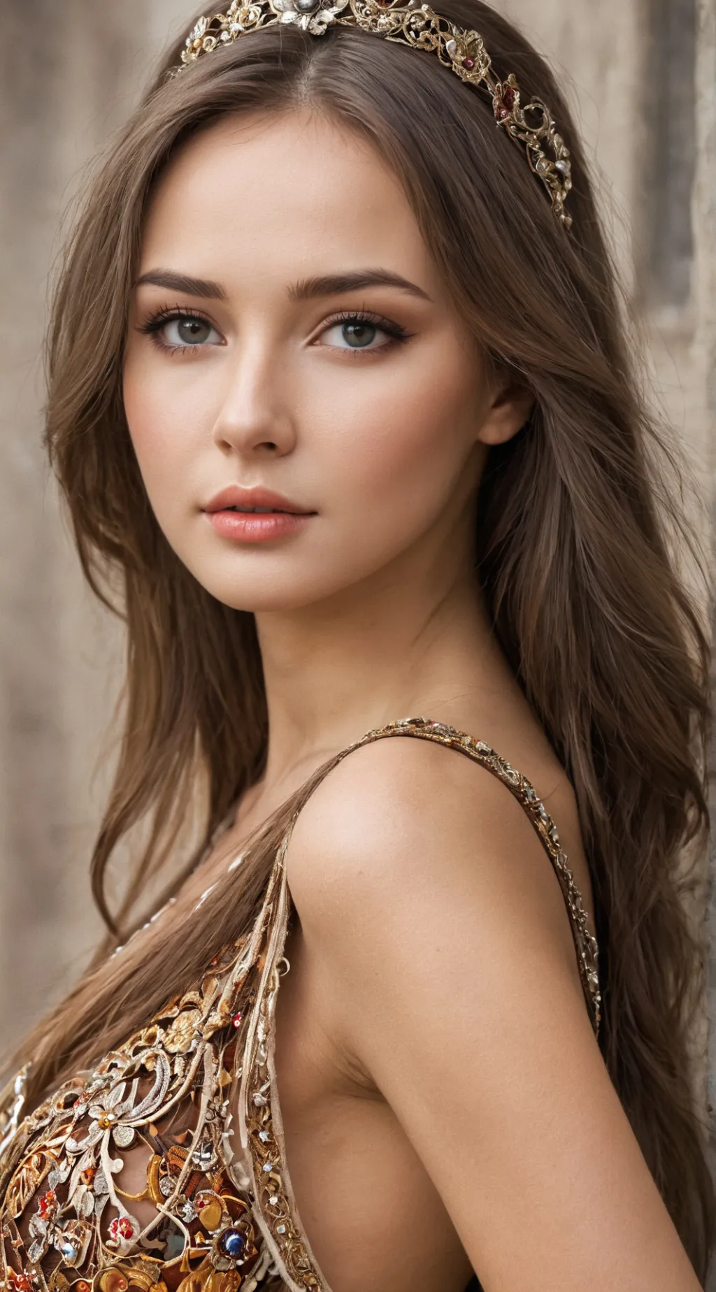 ai character: Stunning Russian  background