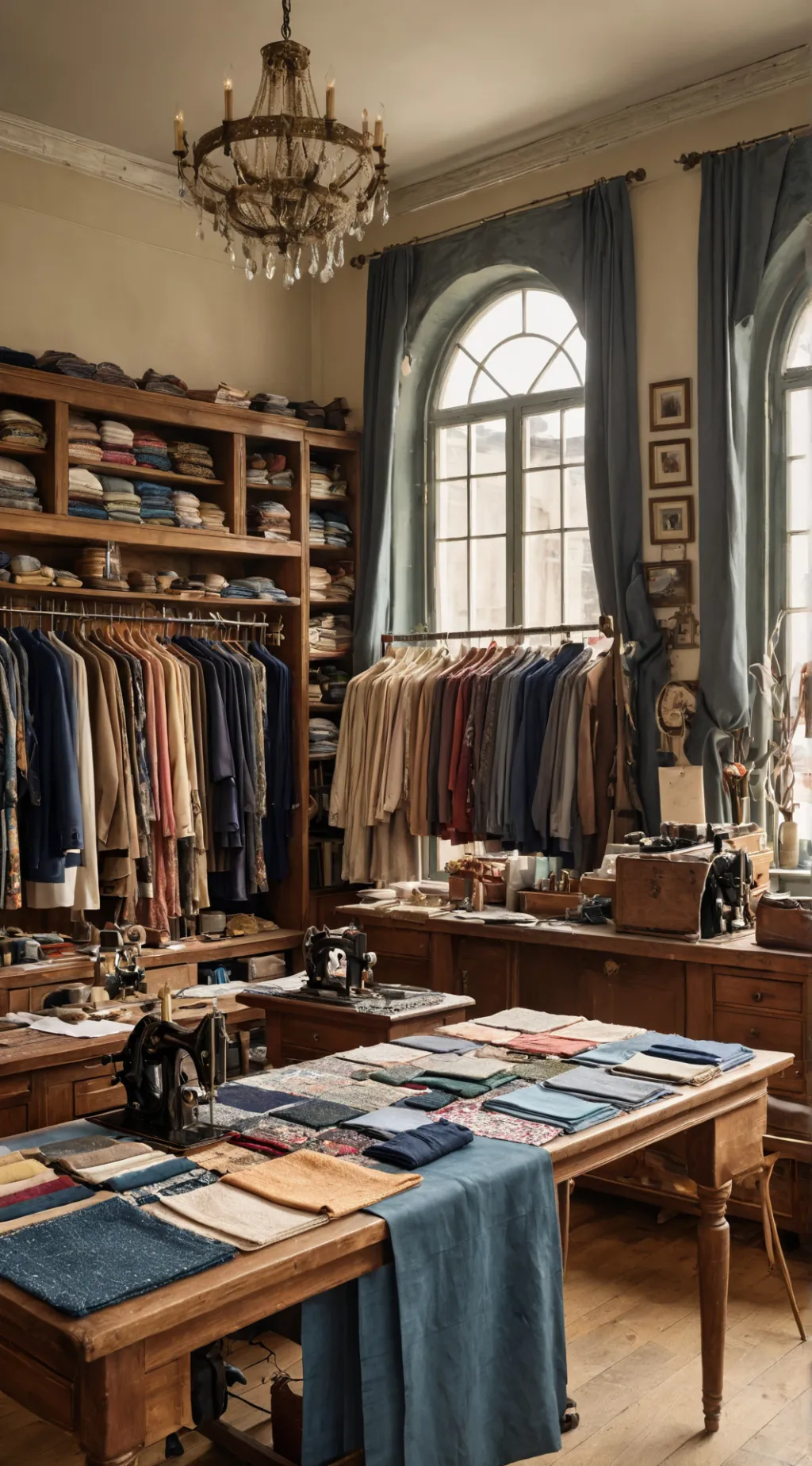 ai character: Tailor shop background