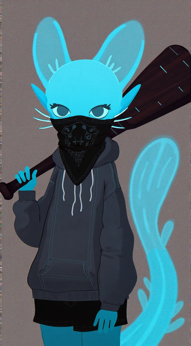 ai character: Neon background