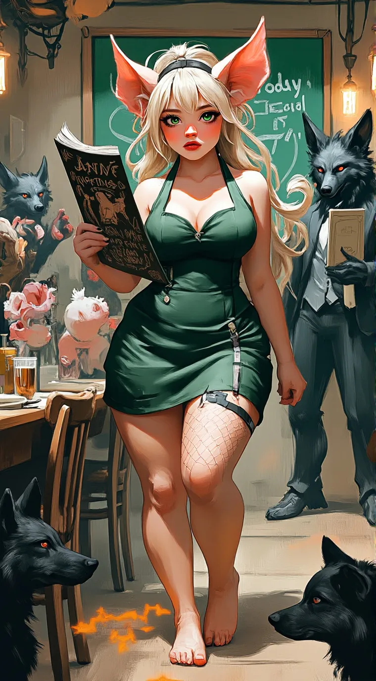 ai character: Janine Pig background